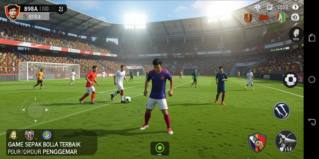 Gameplay seru sepak bola di 898A yang menampilkan aksi pertandingan.