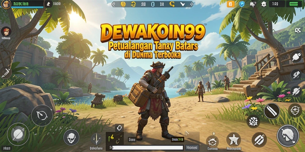 Tampilan gameplay DEWAKOIN99 di dunia terbuka yang luas dan interaktif.