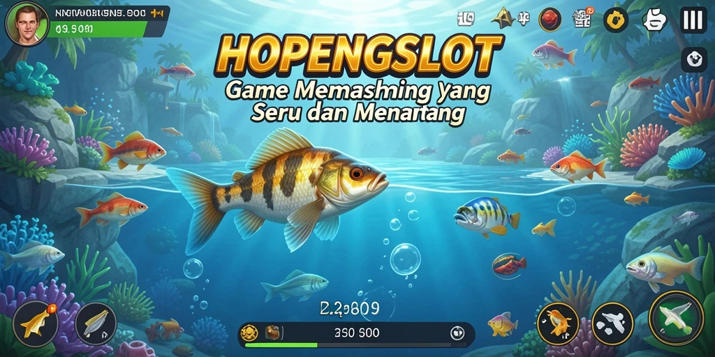 Screenshot utama gameplay HOPENGSLOT yang memperlihatkan pengalaman memancing yang mendebarkan.