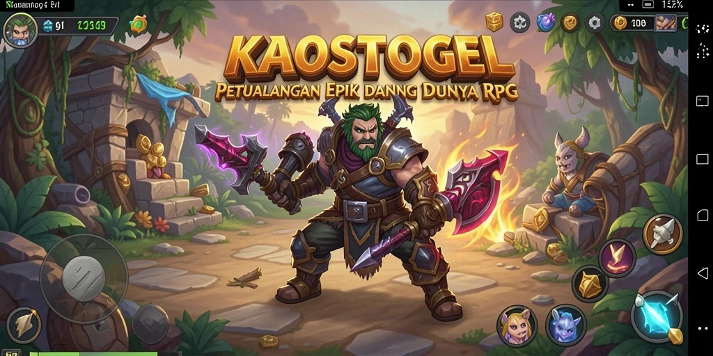 Tangkapan layar KAOSTOGEL menampilkan pertarungan epik antara karakter dalam dunia fantasi.