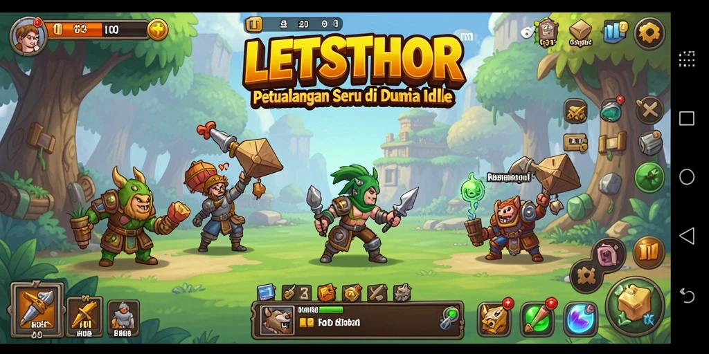 Screenshot menunjukkan karakter dan gameplay menarik di LETSTHOR.