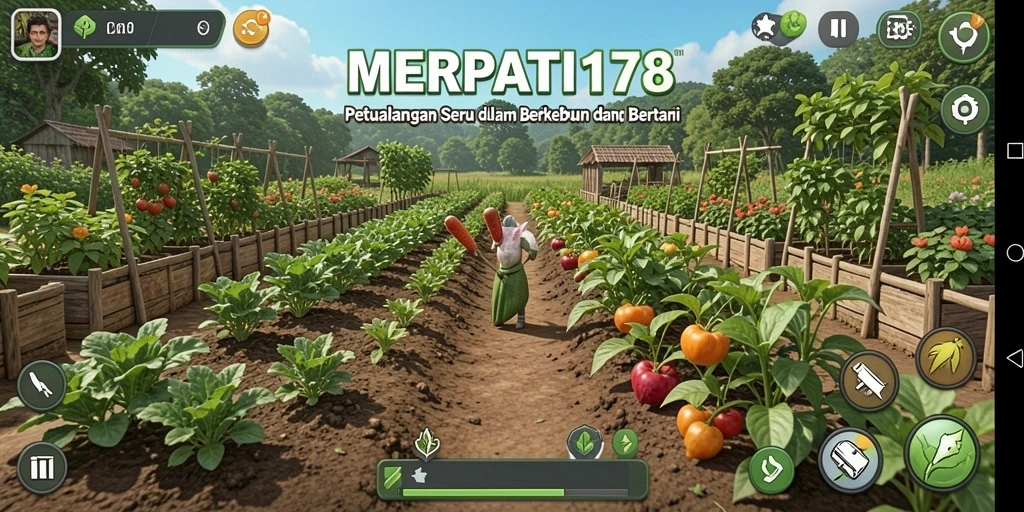 Tampilan gameplay menarik MERPATI178 dengan kebun yang bervariasi.