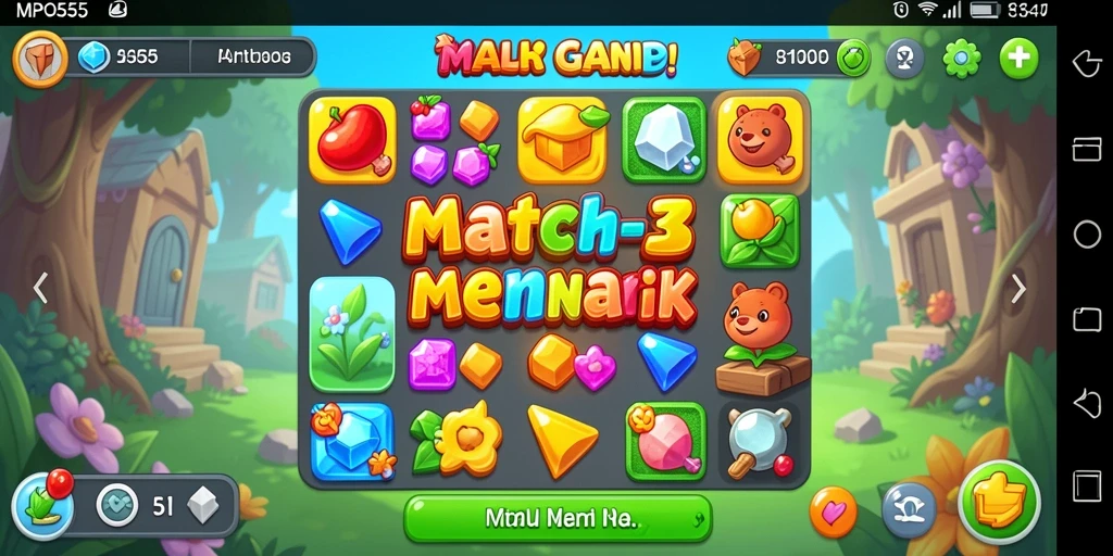 Tampilan gameplay seru pada MPO555, cocok untuk penggemar Match-3.