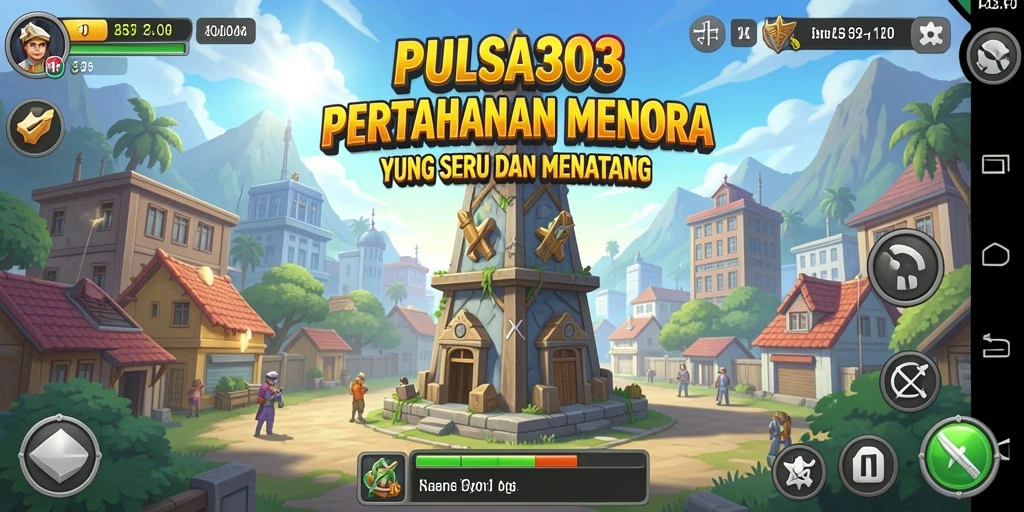 Tampilan gameplay PULSA303 dengan menara yang siap bertahan.