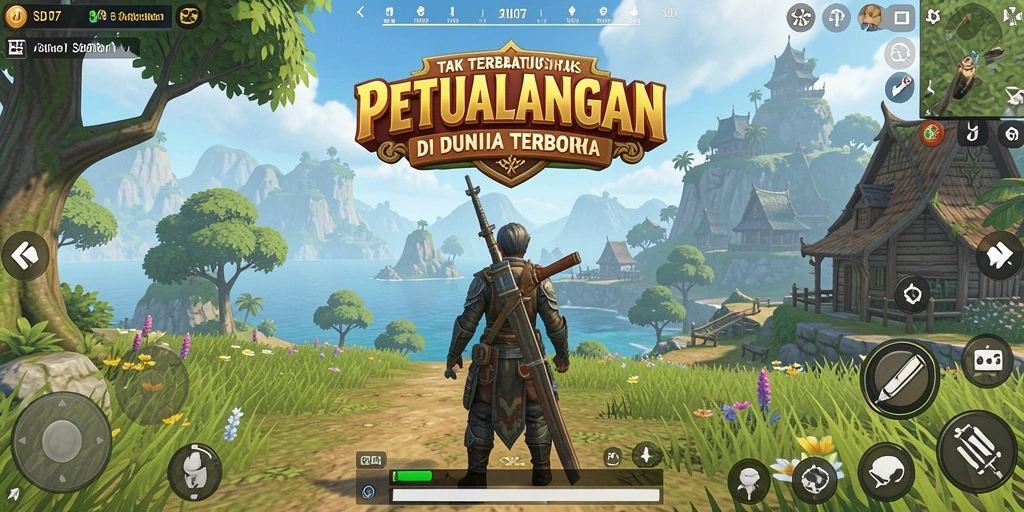 Screenshot gameplay SD107 menampilkan eksplorasi dunia terbuka yang menakjubkan.