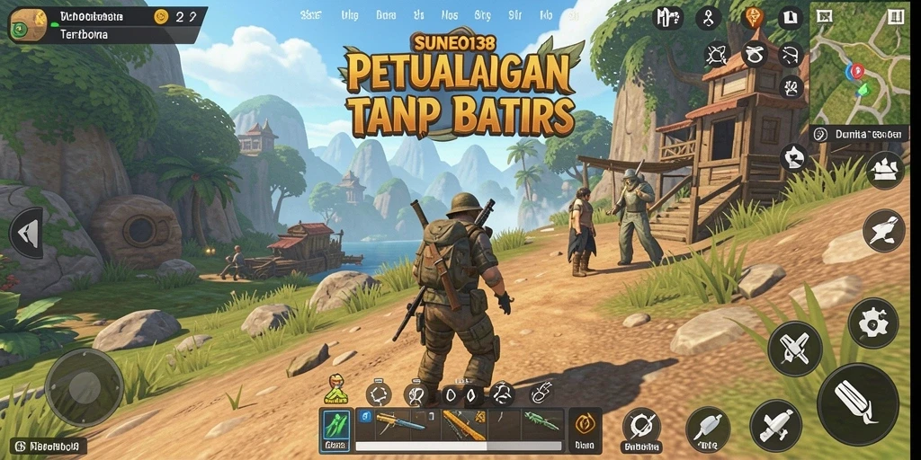 Tangkapan layar gameplay SUNEO138 yang menampilkan petualangan di dunia terbuka.
