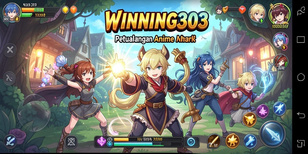 Screenshot WINNING303 menampilkan karakter anime dalam pertempuran seru.